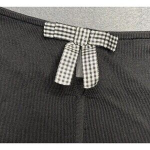 Talbots Womans Size L Black Cotton Modal Knit Sweater Gingham Check Bow on Back